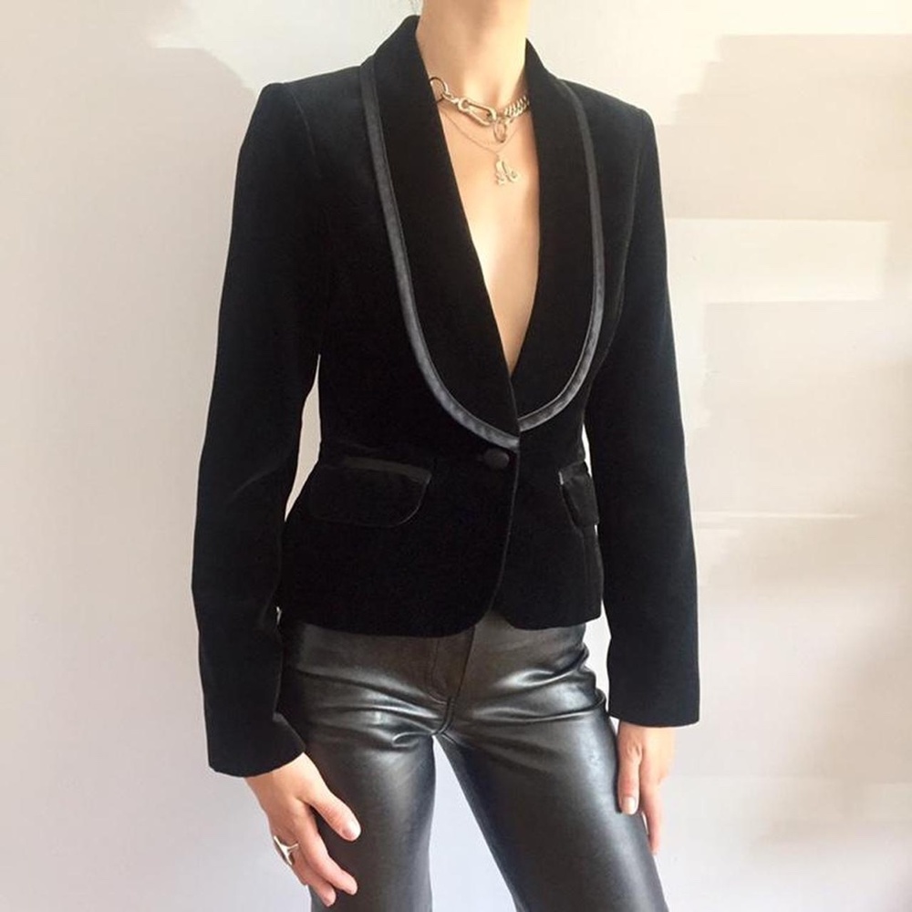 Marciano Vintage 2004 Velvet Blazer with Satin like Trimmed Collar